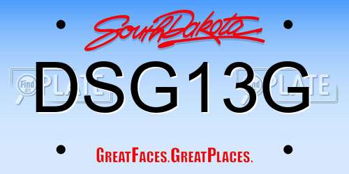 DSG13G South Dakota License Plate