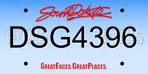 DSG4396 South Dakota License Plate