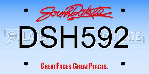DSH592 South Dakota License Plate
