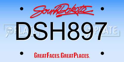 DSH897 South Dakota License Plate