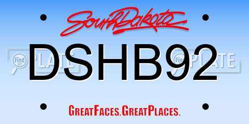 DSHB92 South Dakota License Plate