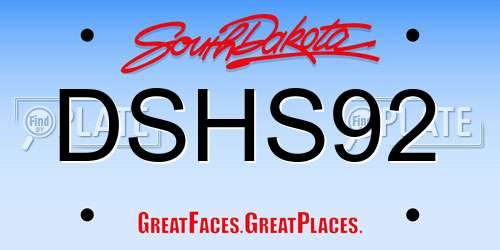 DSHS92 South Dakota License Plate