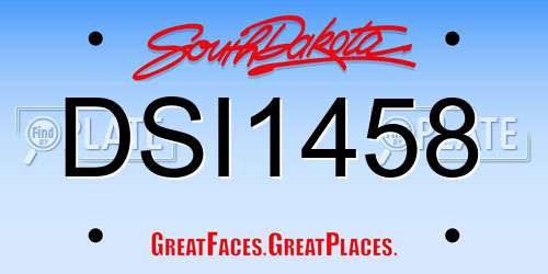 DSI1458 South Dakota License Plate