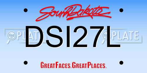 DSI27L South Dakota License Plate