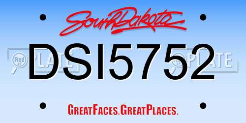DSI5752 South Dakota License Plate