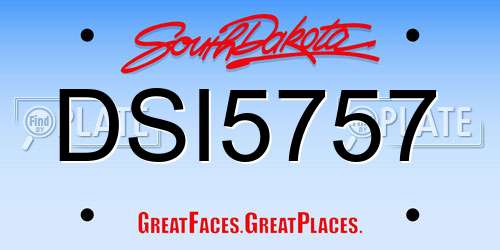 DSI5757 South Dakota License Plate