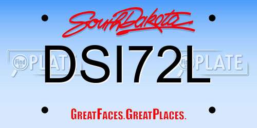 DSI72L South Dakota License Plate