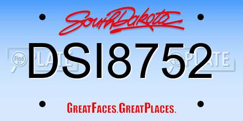 DSI8752 South Dakota License Plate