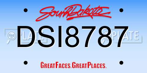 DSI8787 South Dakota License Plate