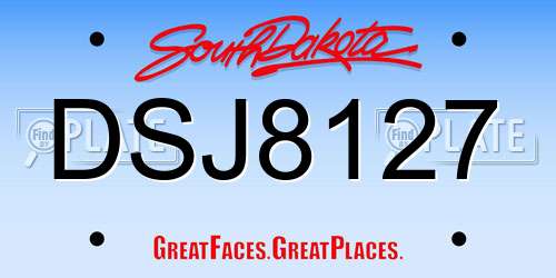 DSJ8127 South Dakota License Plate