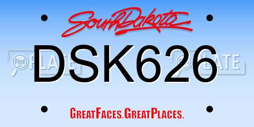 DSK626 South Dakota License Plate