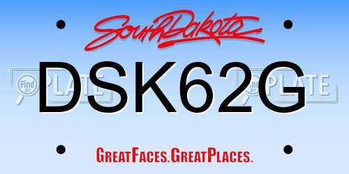 DSK62G South Dakota License Plate