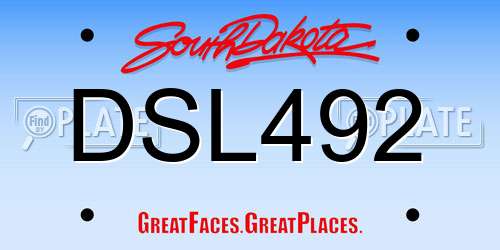 DSL492 South Dakota License Plate