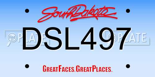 DSL497 South Dakota License Plate