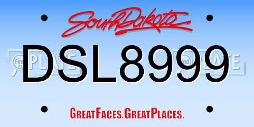 DSL8999 South Dakota License Plate