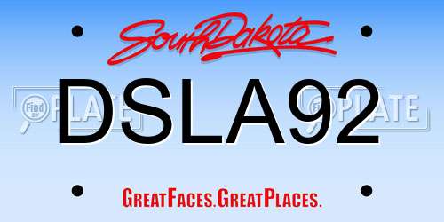 DSLA92 South Dakota License Plate