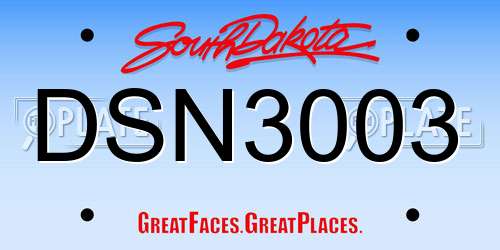 DSN3003 South Dakota License Plate
