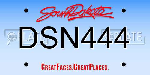 DSN444 South Dakota License Plate