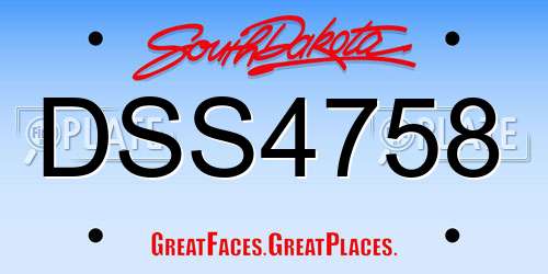 DSS4758 South Dakota License Plate