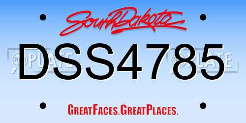 DSS4785 South Dakota License Plate