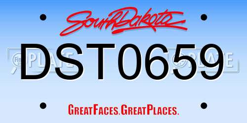 DST0659 South Dakota License Plate