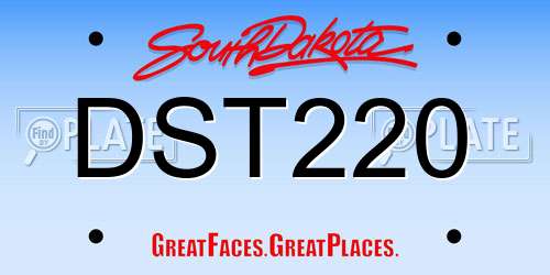DST220 South Dakota License Plate