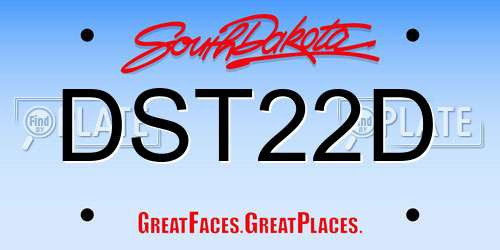DST22D South Dakota License Plate