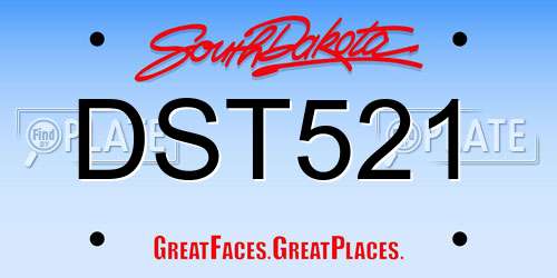 DST521 South Dakota License Plate