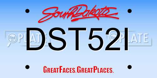 DST52I South Dakota License Plate