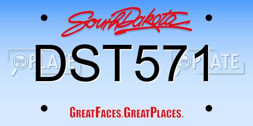DST571 South Dakota License Plate