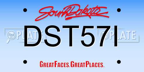 DST57I South Dakota License Plate