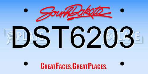 DST6203 South Dakota License Plate