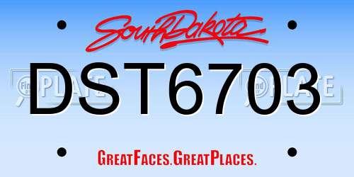 DST6703 South Dakota License Plate