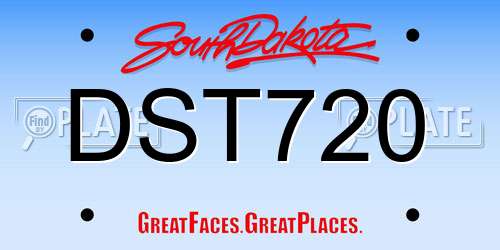 DST720 South Dakota License Plate