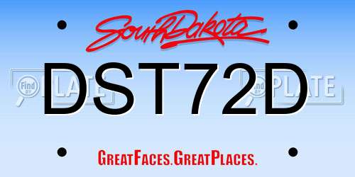 DST72D South Dakota License Plate