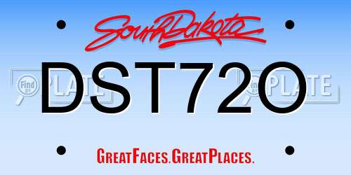 DST72O South Dakota License Plate