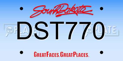 DST770 South Dakota License Plate