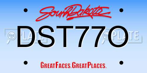 DST77O South Dakota License Plate