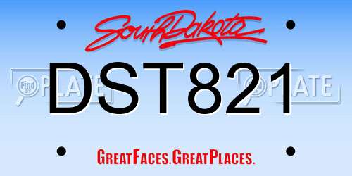 DST821 South Dakota License Plate
