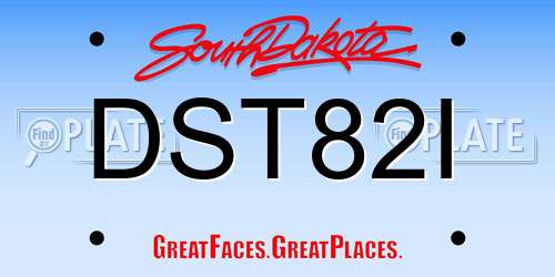 DST82I South Dakota License Plate