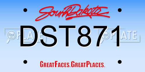 DST871 South Dakota License Plate