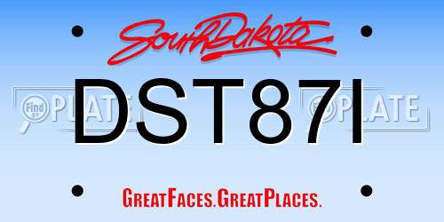 DST87I South Dakota License Plate