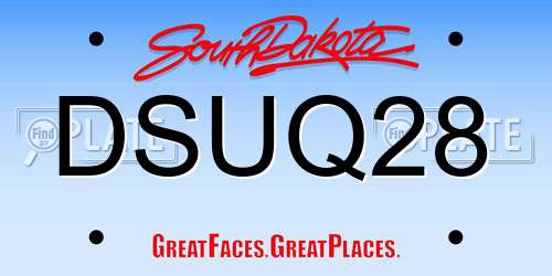 DSUQ28 South Dakota License Plate