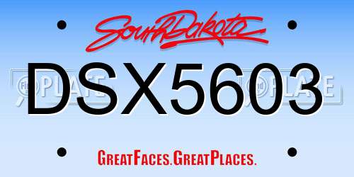 DSX5603 South Dakota License Plate