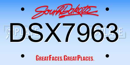 DSX7963 South Dakota License Plate