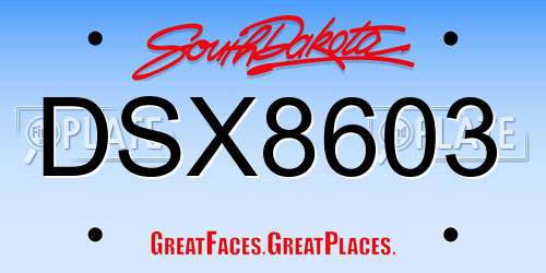 DSX8603 South Dakota License Plate