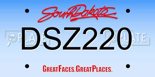 DSZ220 South Dakota License Plate