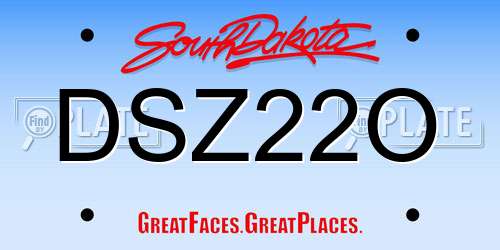 DSZ22O South Dakota License Plate