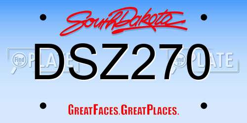 DSZ270 South Dakota License Plate