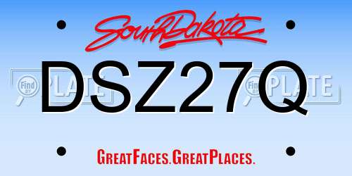 DSZ27Q South Dakota License Plate